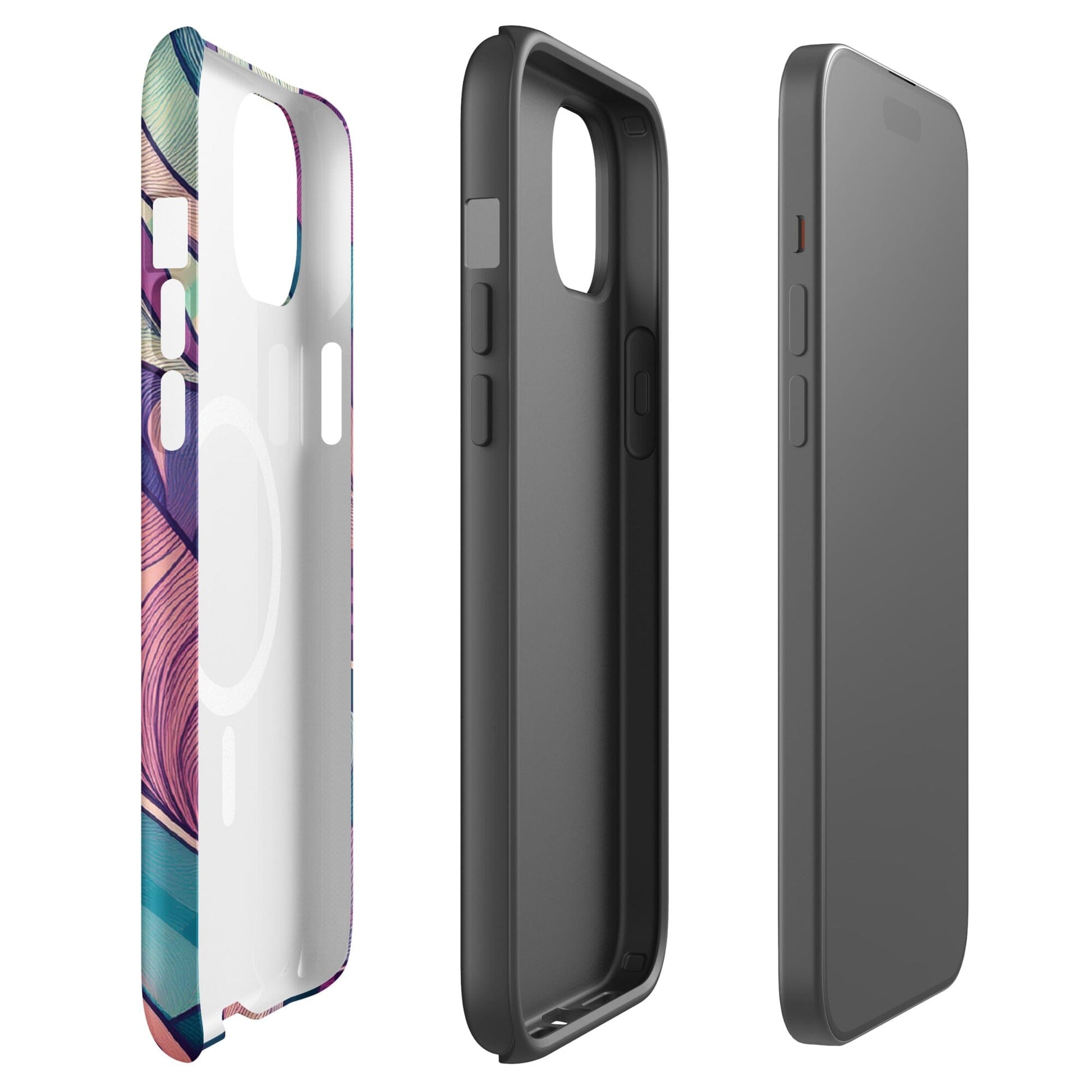 Botanical Geometric MagSafe iPhone Case - Pink Green Blue Design Phone Accessories Savvishly Savvique 