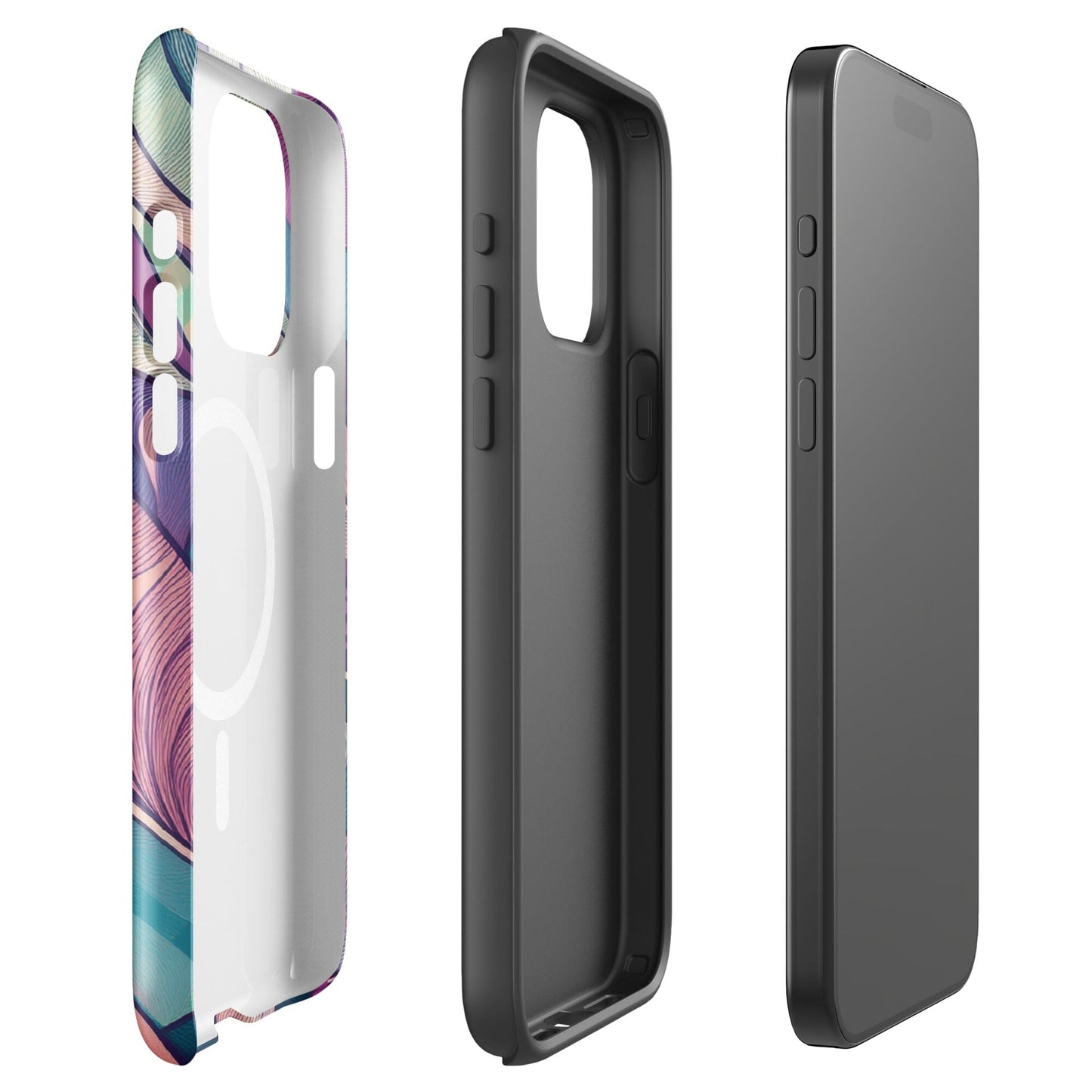 Botanical Geometric MagSafe iPhone Case - Pink Green Blue Design Phone Accessories Savvishly Savvique 