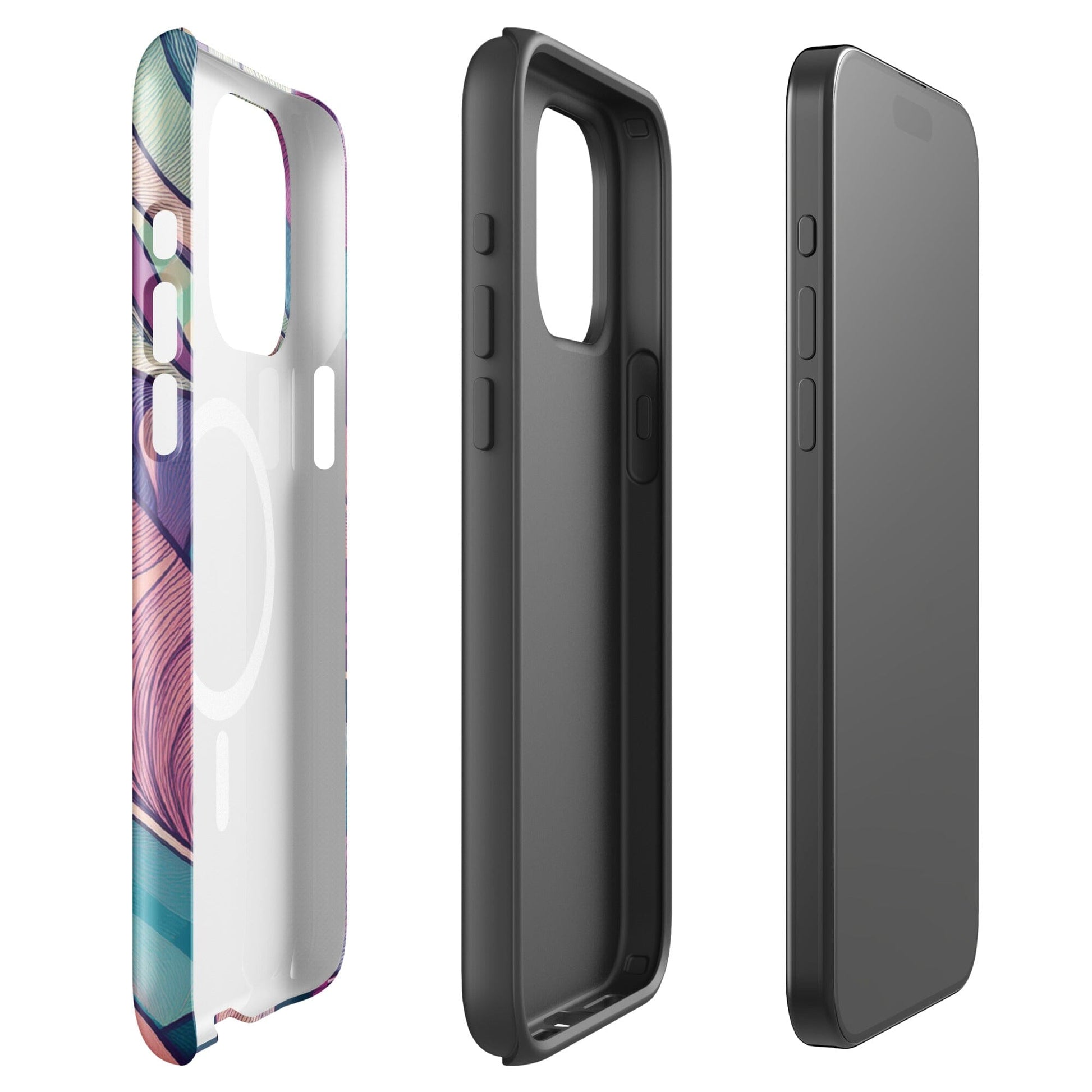 Botanical Geometric MagSafe iPhone Case - Pink Green Blue Design Phone Accessories Savvishly Savvique 