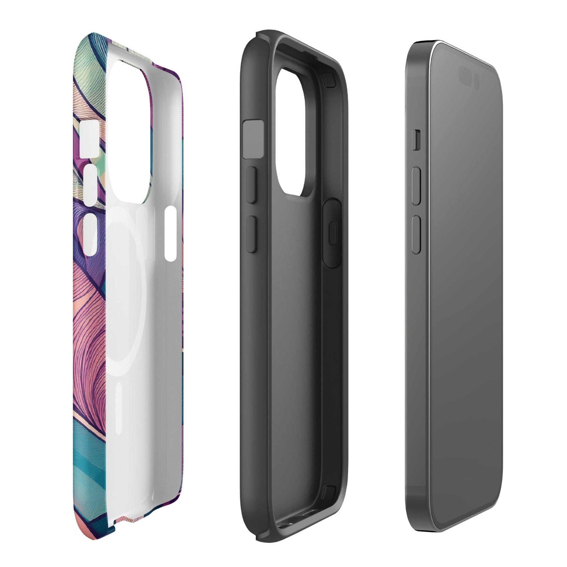 Botanical Geometric MagSafe iPhone Case - Pink Green Blue Design Phone Accessories Savvishly Savvique 