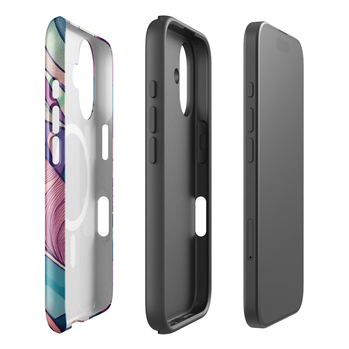 Botanical Geometric MagSafe iPhone Case - Pink Green Blue Design Phone Accessories Savvishly Savvique 
