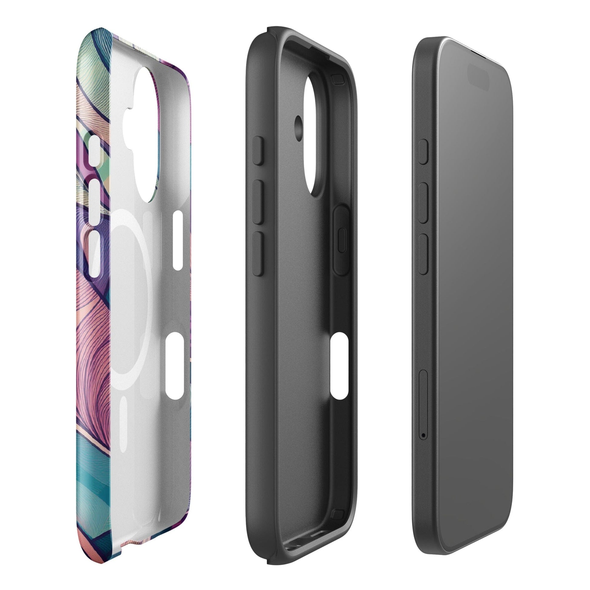 Botanical Geometric MagSafe iPhone Case - Pink Green Blue Design Phone Accessories Savvishly Savvique 