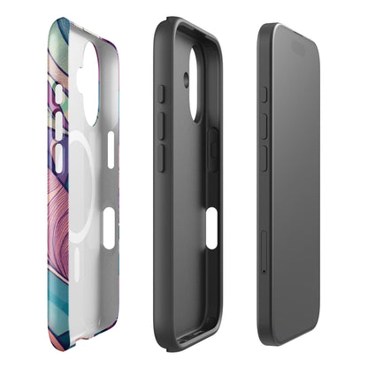 Botanical Geometric MagSafe iPhone Case - Pink Green Blue Design Phone Accessories Savvishly Savvique 