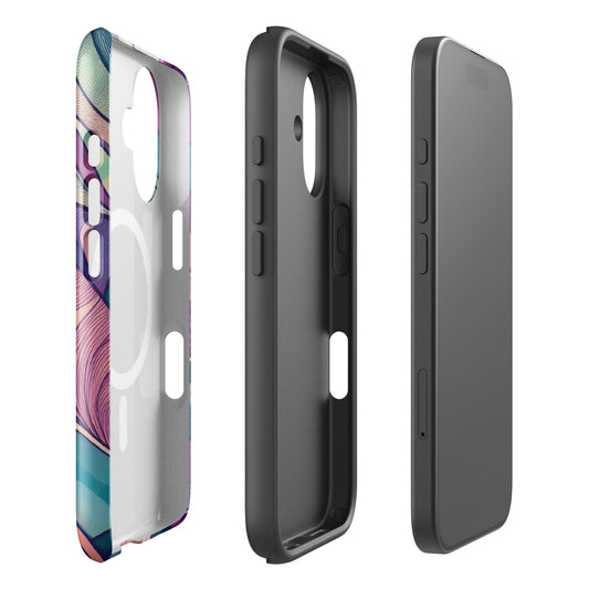 Botanical Geometric MagSafe iPhone Case - Pink Green Blue Design Phone Accessories Savvishly Savvique 