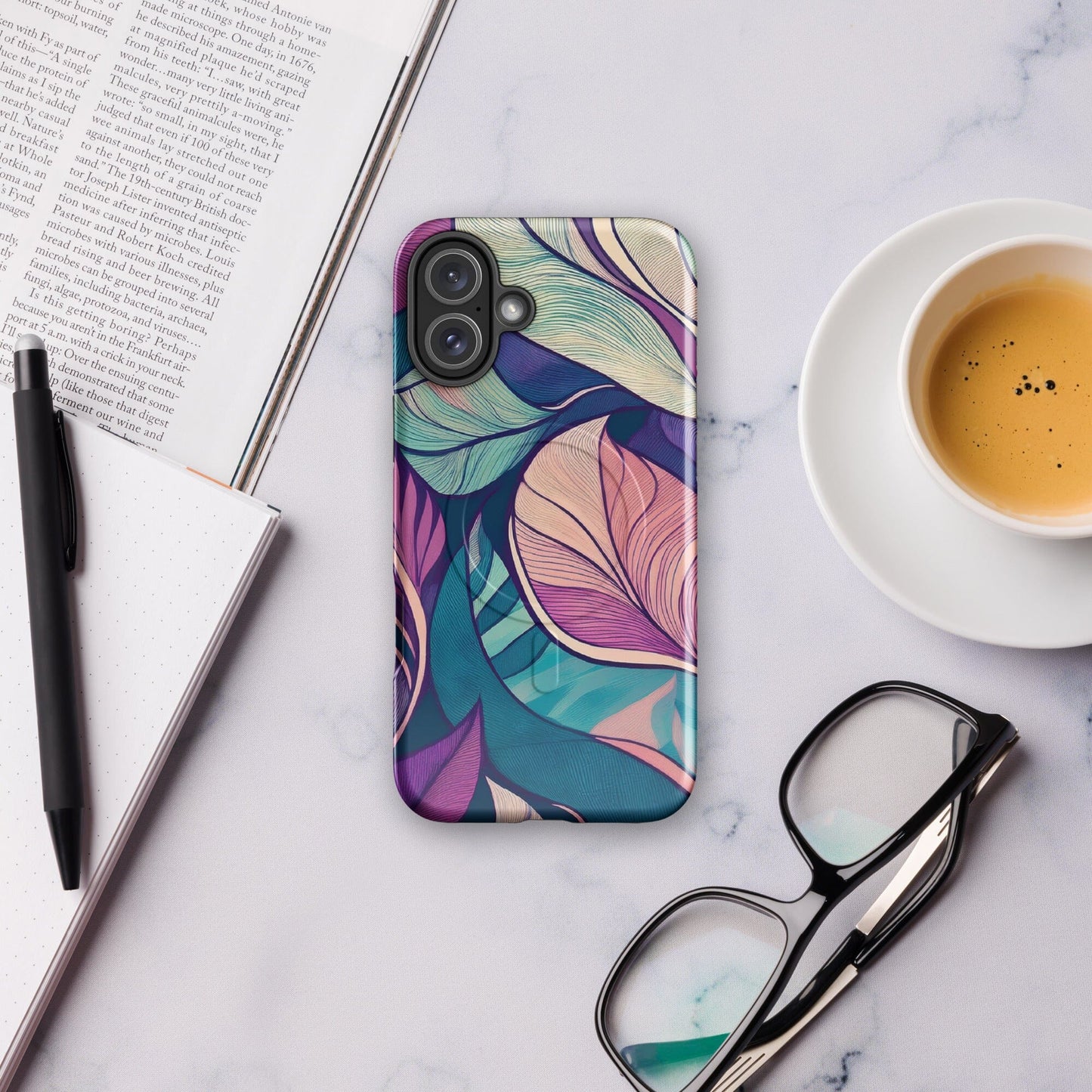 Botanical Geometric MagSafe iPhone Case - Pink Green Blue Design Phone Accessories Savvishly Savvique 