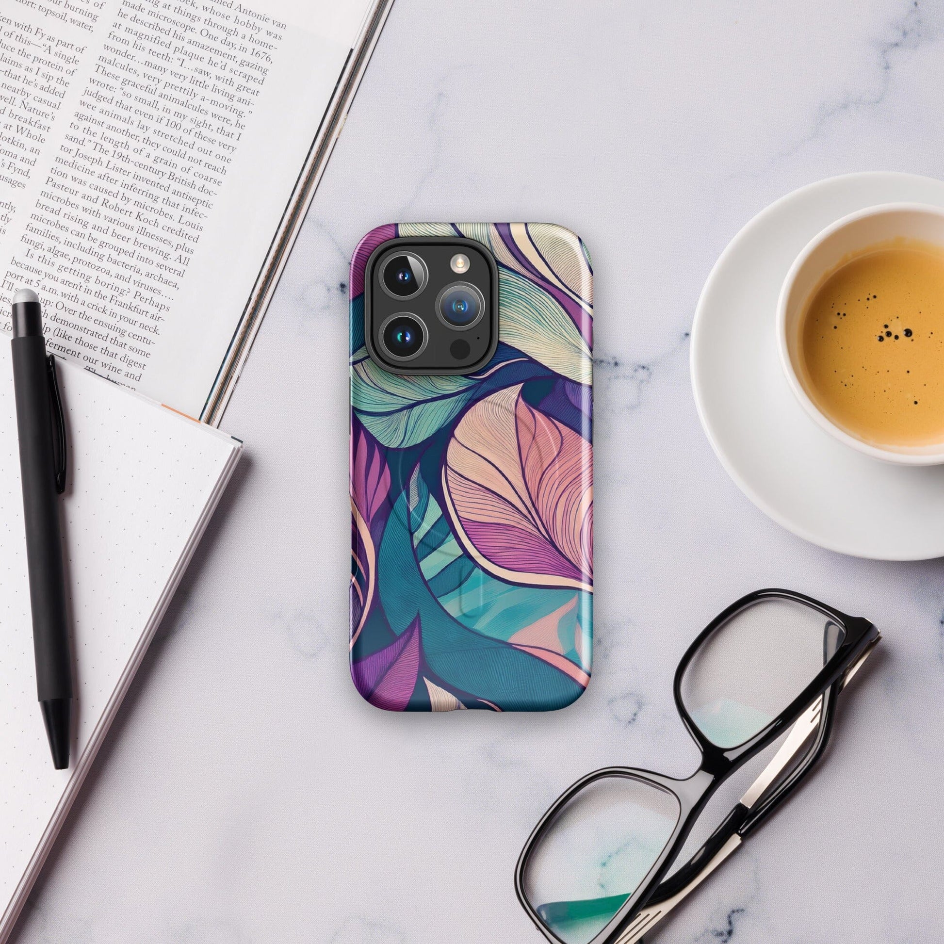 Botanical Geometric MagSafe iPhone Case - Pink Green Blue Design Phone Accessories Savvishly Savvique 