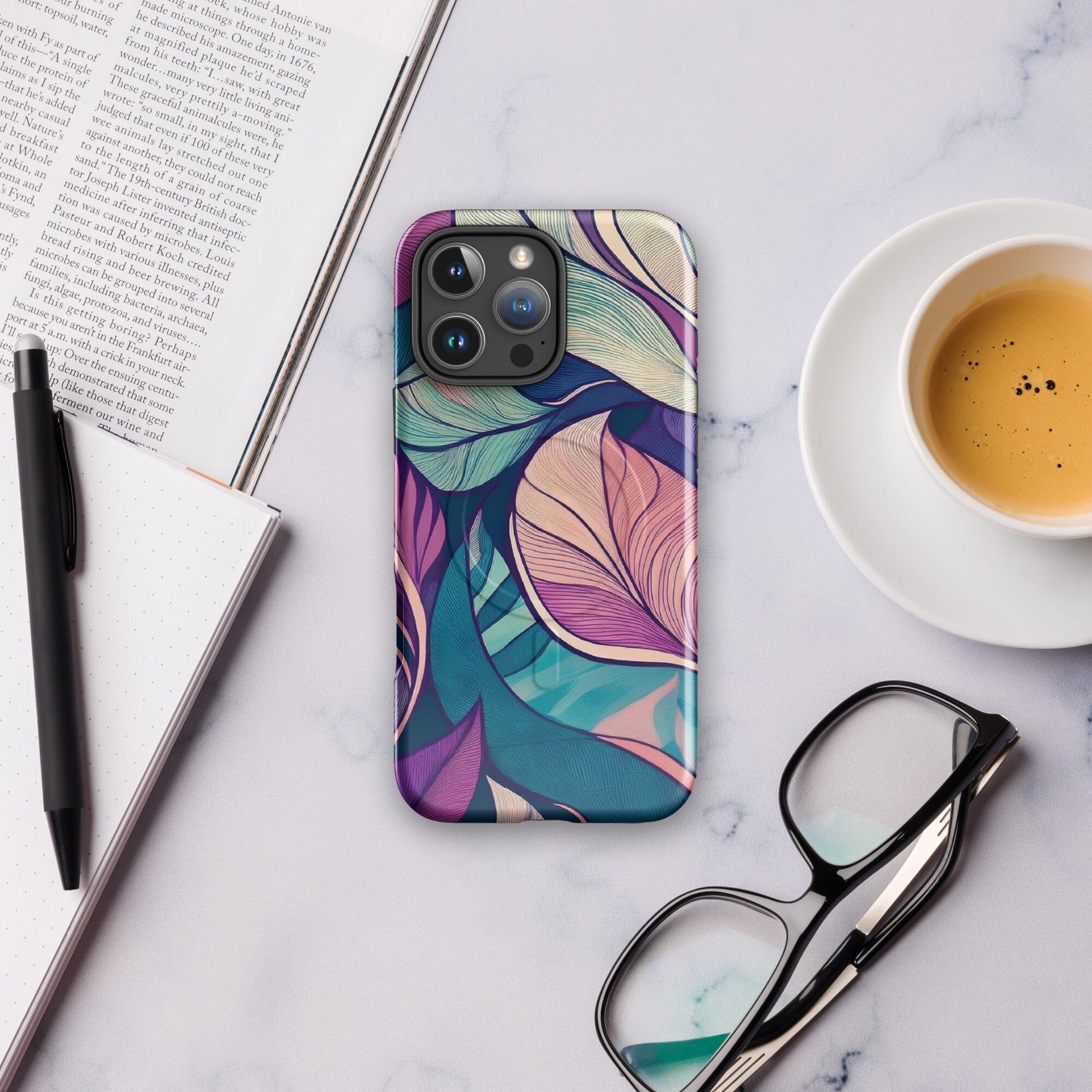 Botanical Geometric MagSafe iPhone Case - Pink Green Blue Design Phone Accessories Savvishly Savvique 