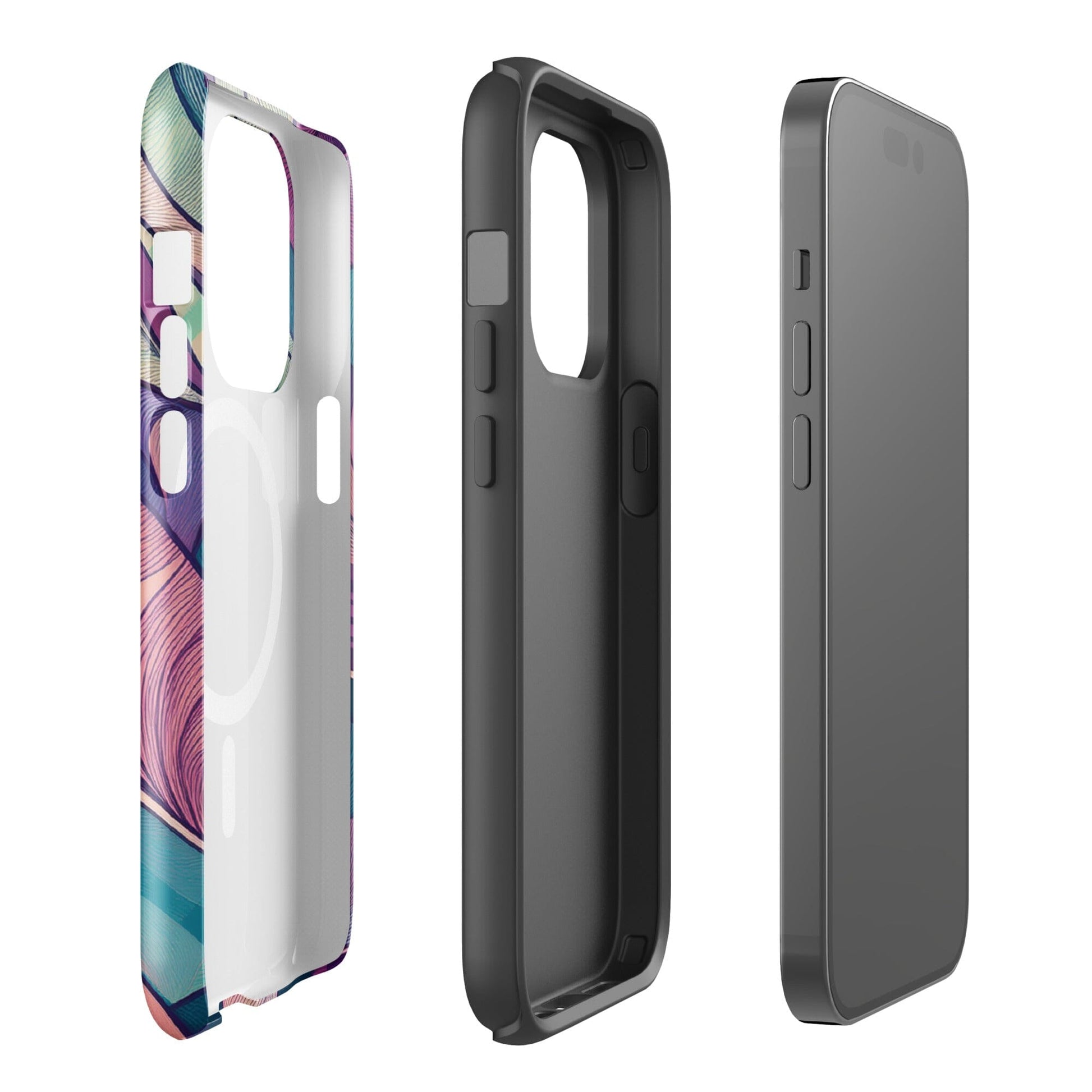 Botanical Geometric MagSafe iPhone Case - Pink Green Blue Design Phone Accessories Savvishly Savvique 