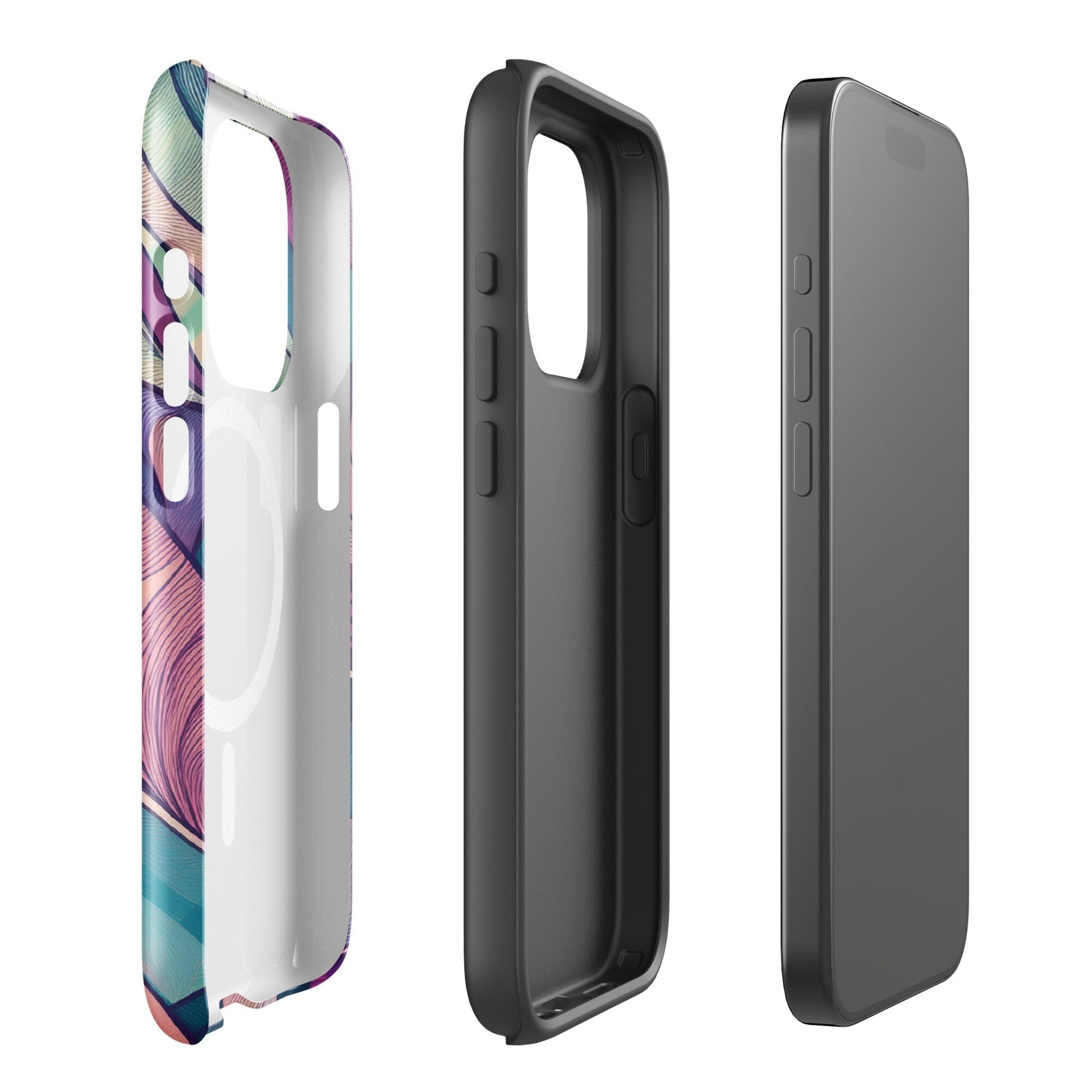 Botanical Geometric MagSafe iPhone Case - Pink Green Blue Design Phone Accessories Savvishly Savvique 