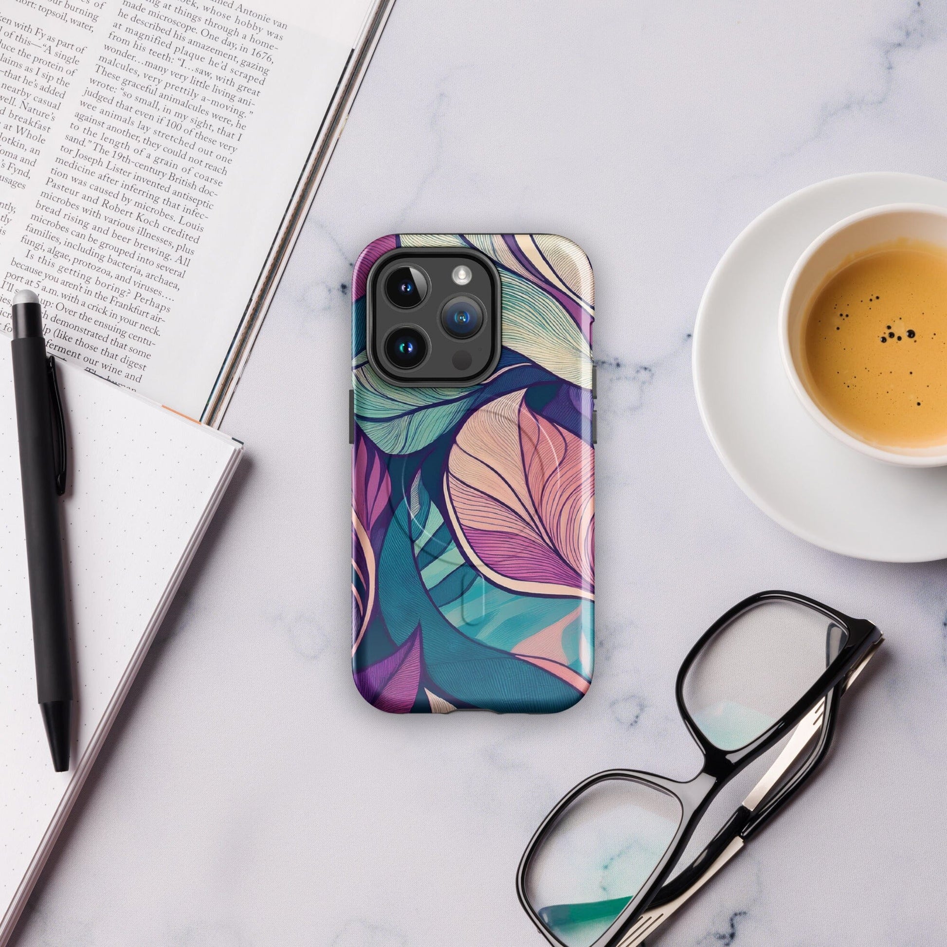 Botanical Geometric MagSafe iPhone Case - Pink Green Blue Design Phone Accessories Savvishly Savvique 
