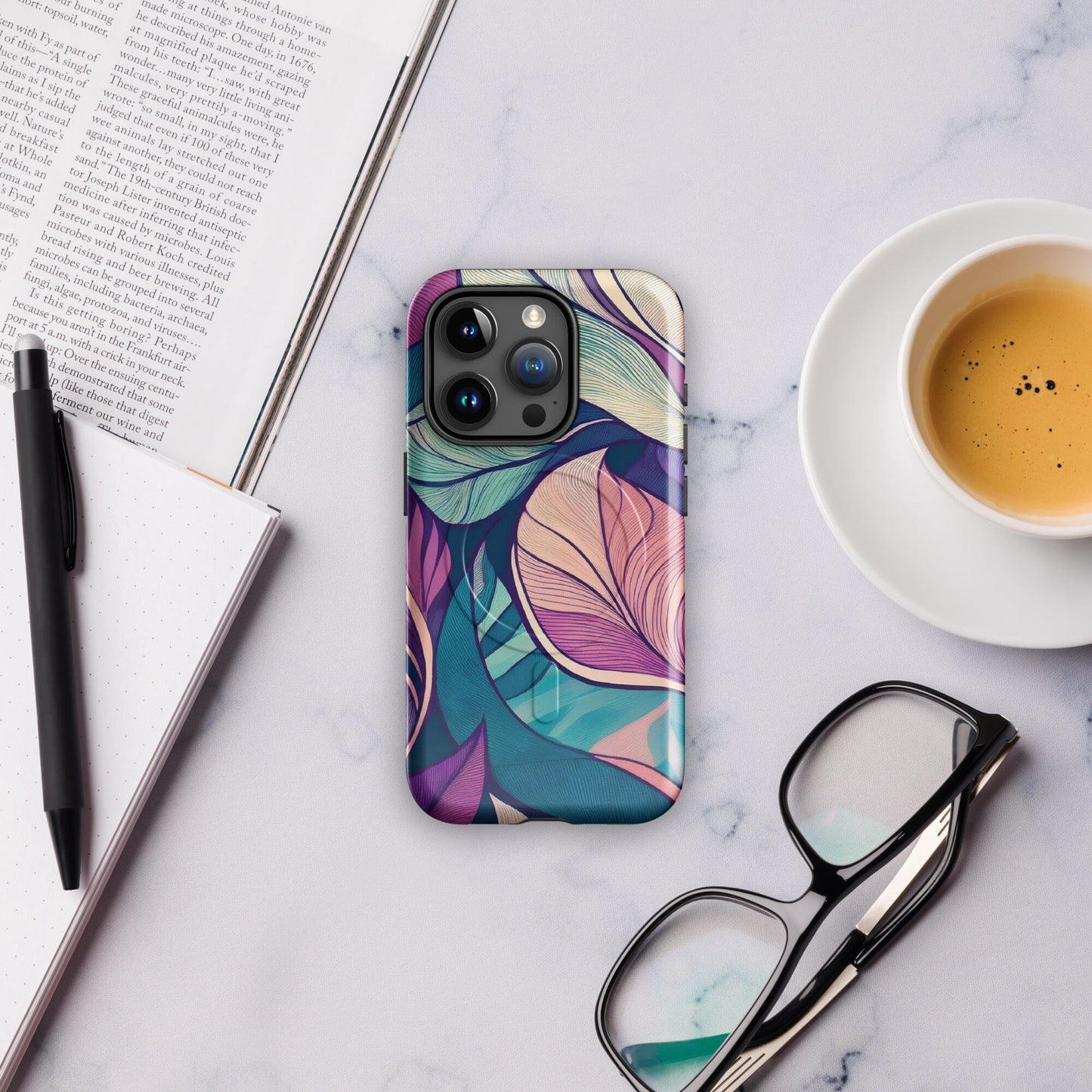 Botanical Geometric MagSafe iPhone Case - Pink Green Blue Design Phone Accessories Savvishly Savvique 