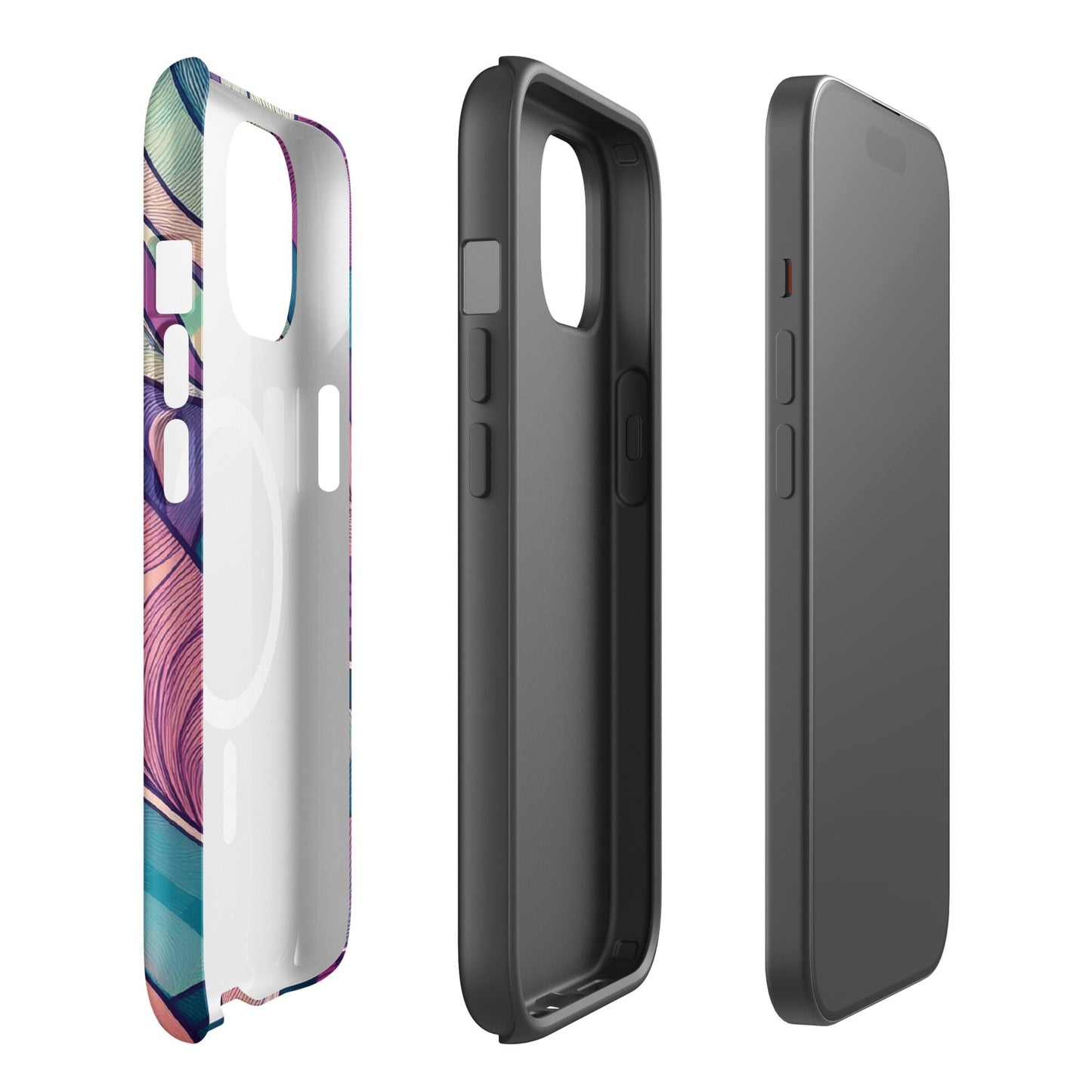 Botanical Geometric MagSafe iPhone Case - Pink Green Blue Design Phone Accessories Savvishly Savvique 