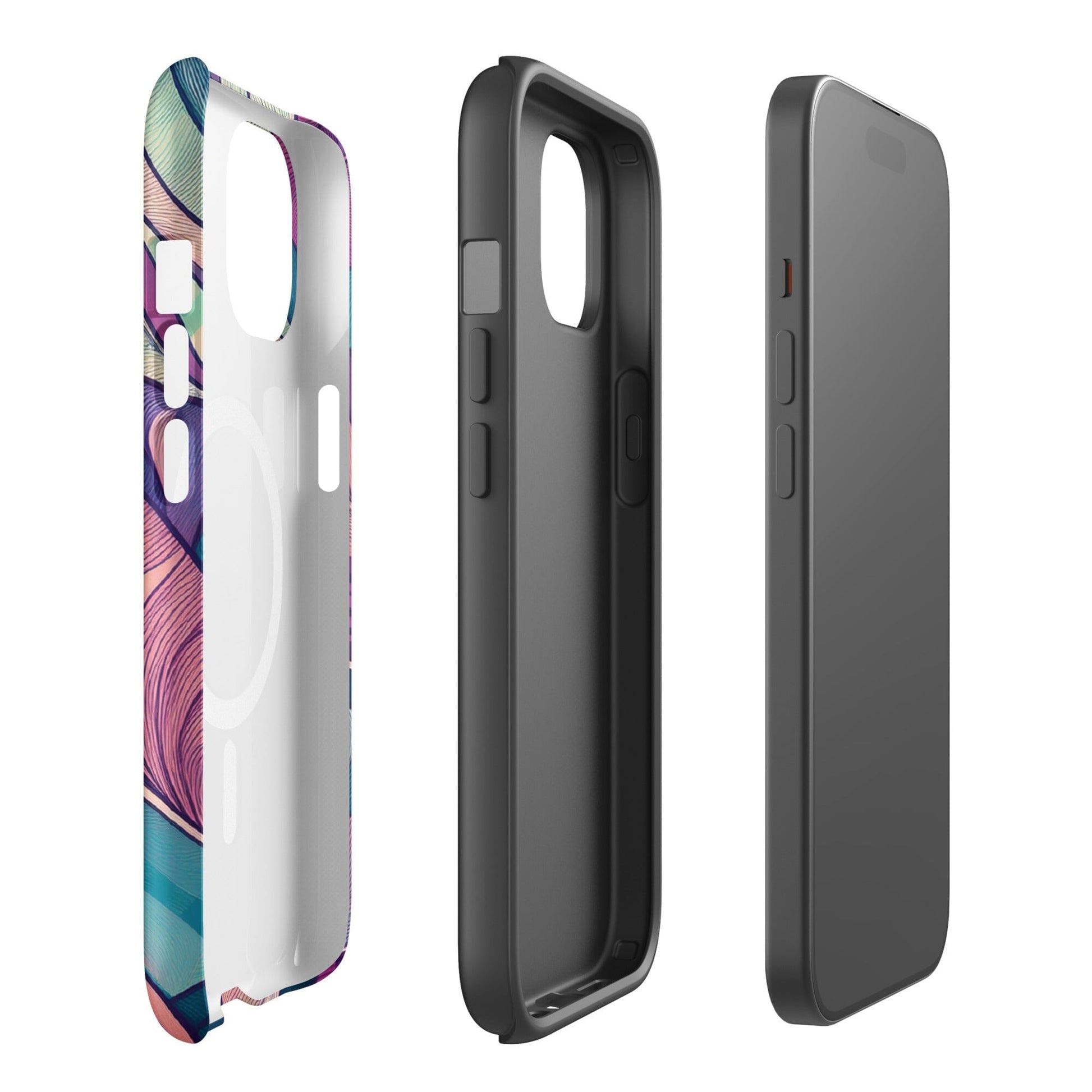 Botanical Geometric MagSafe iPhone Case - Pink Green Blue Design Phone Accessories Savvishly Savvique 