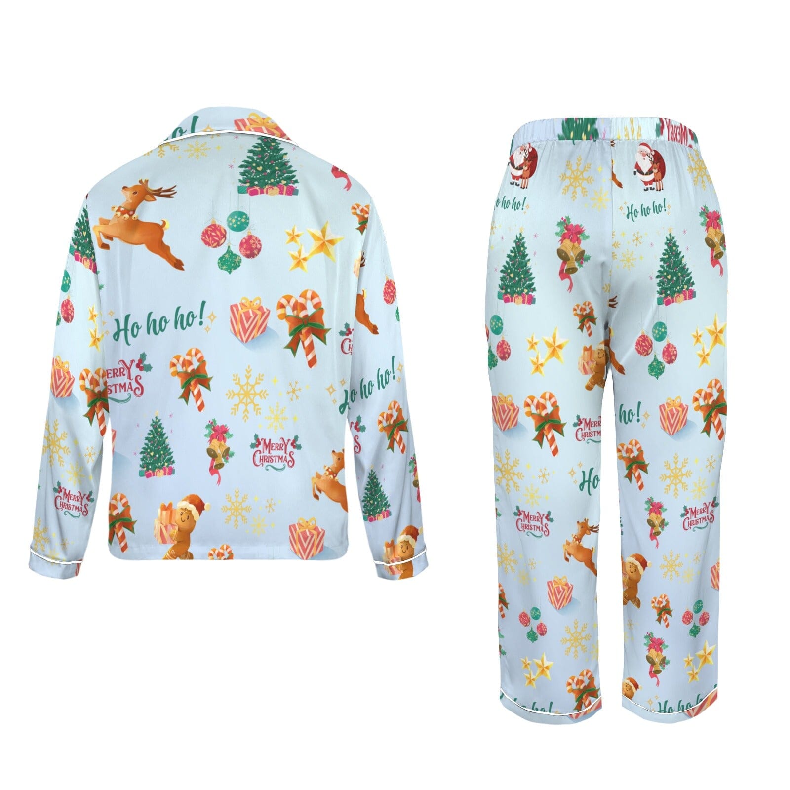 Christmas Silk Pyjamas Women's Long Sleeve Satin Pajama Set Women's Long Sleeve Satin Pajama Set Artsadd 