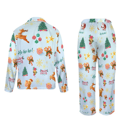 Christmas Silk Pyjamas Women's Long Sleeve Satin Pajama Set Women's Long Sleeve Satin Pajama Set Artsadd 