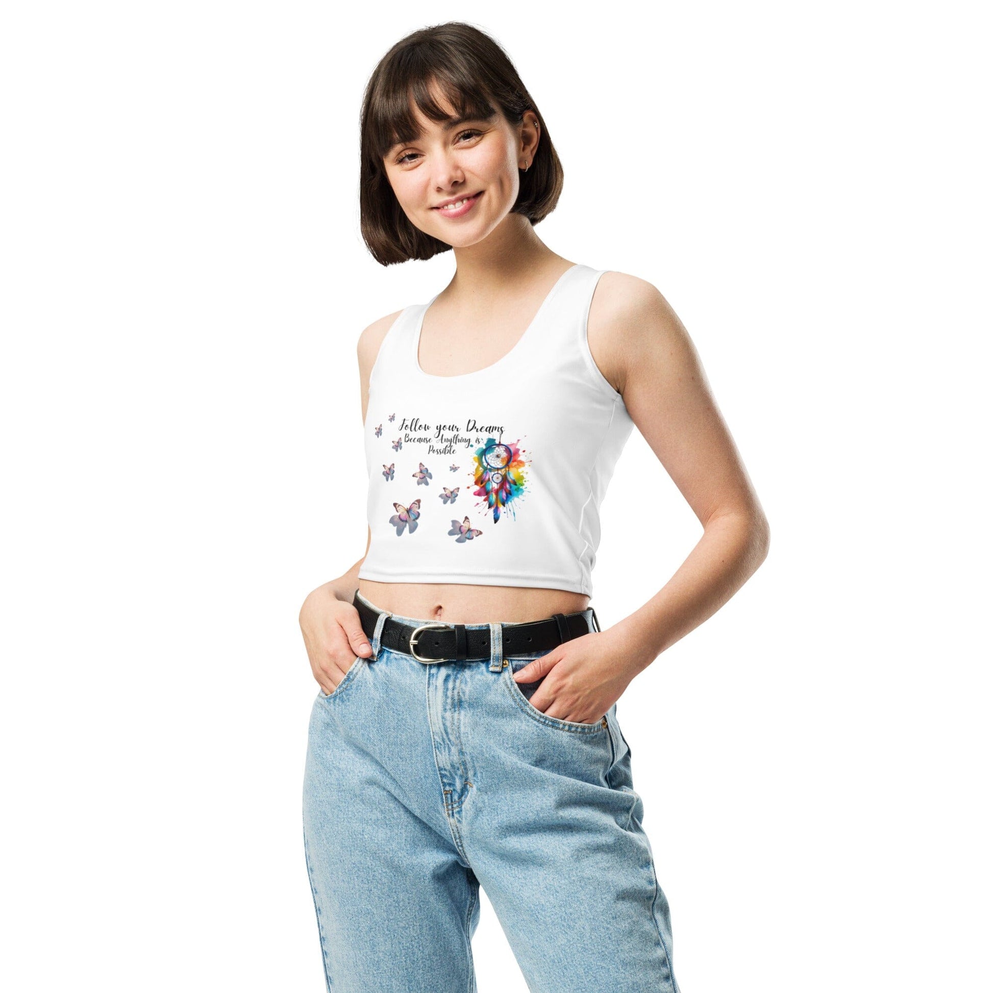 Follow Your Dreams Butterfly Crop Top - Inspirational Design Clothing Savvishly Savvique 