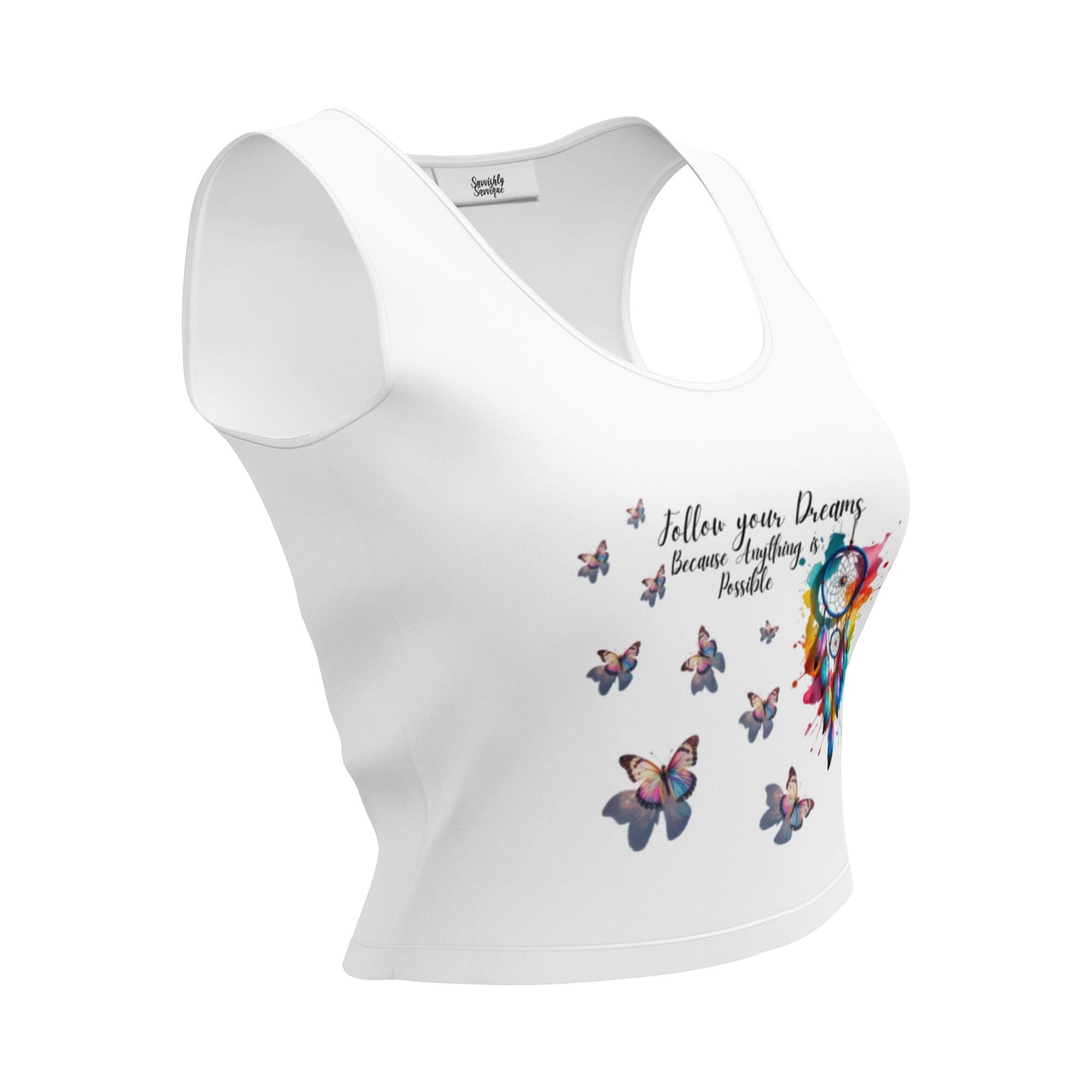Follow Your Dreams Butterfly Crop Top - Inspirational Design Clothing Savvishly Savvique 