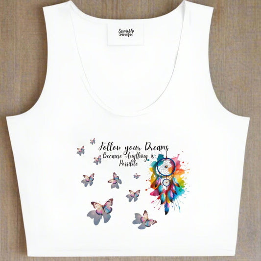 Follow Your Dreams Butterfly Crop Top - Inspirational Design Clothing Savvishly Savvique XS 