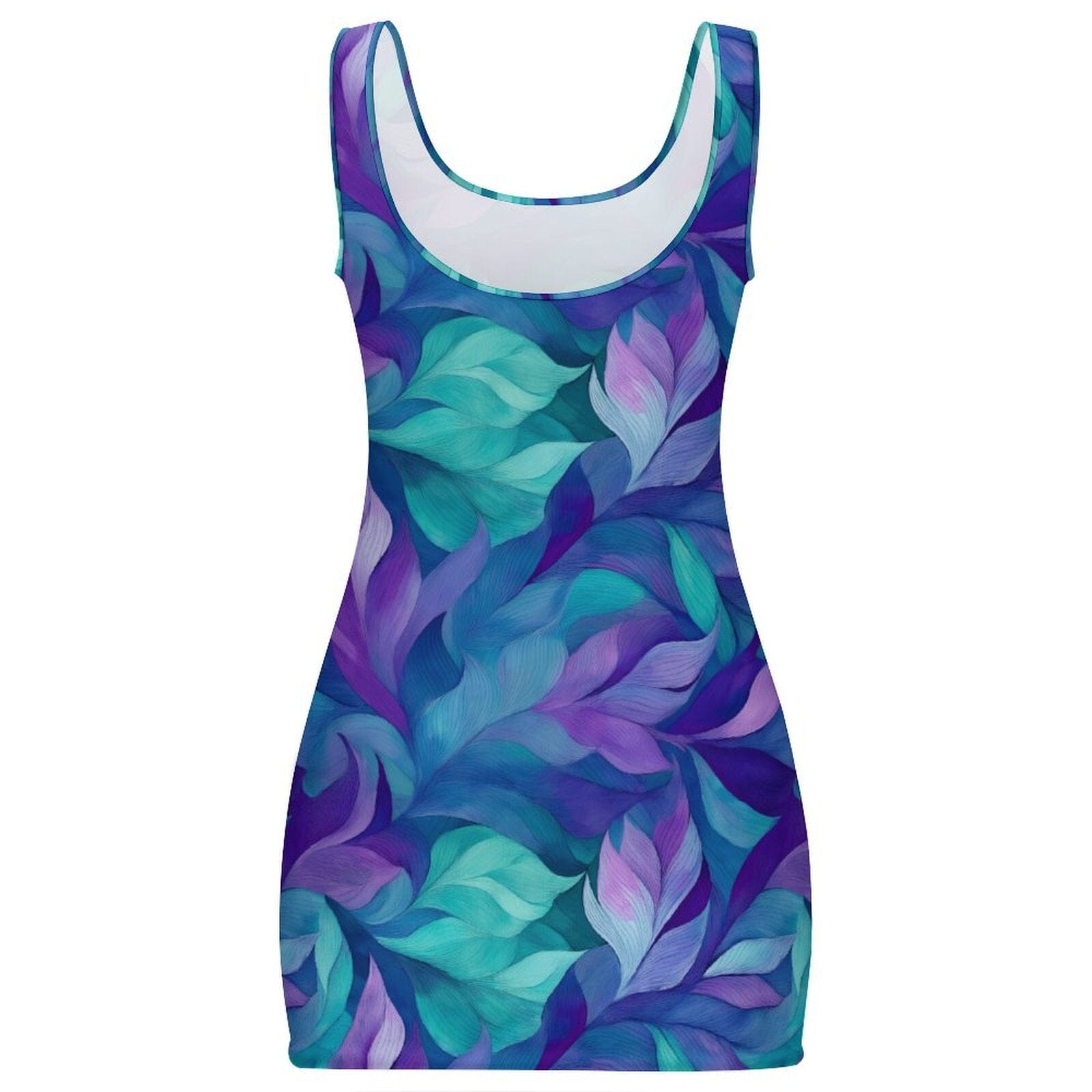Gym Gal Premium Bodycon Dress - Botanical Geometric Blue Purple Teal Bodycon Dresses Savvishly Savvique 
