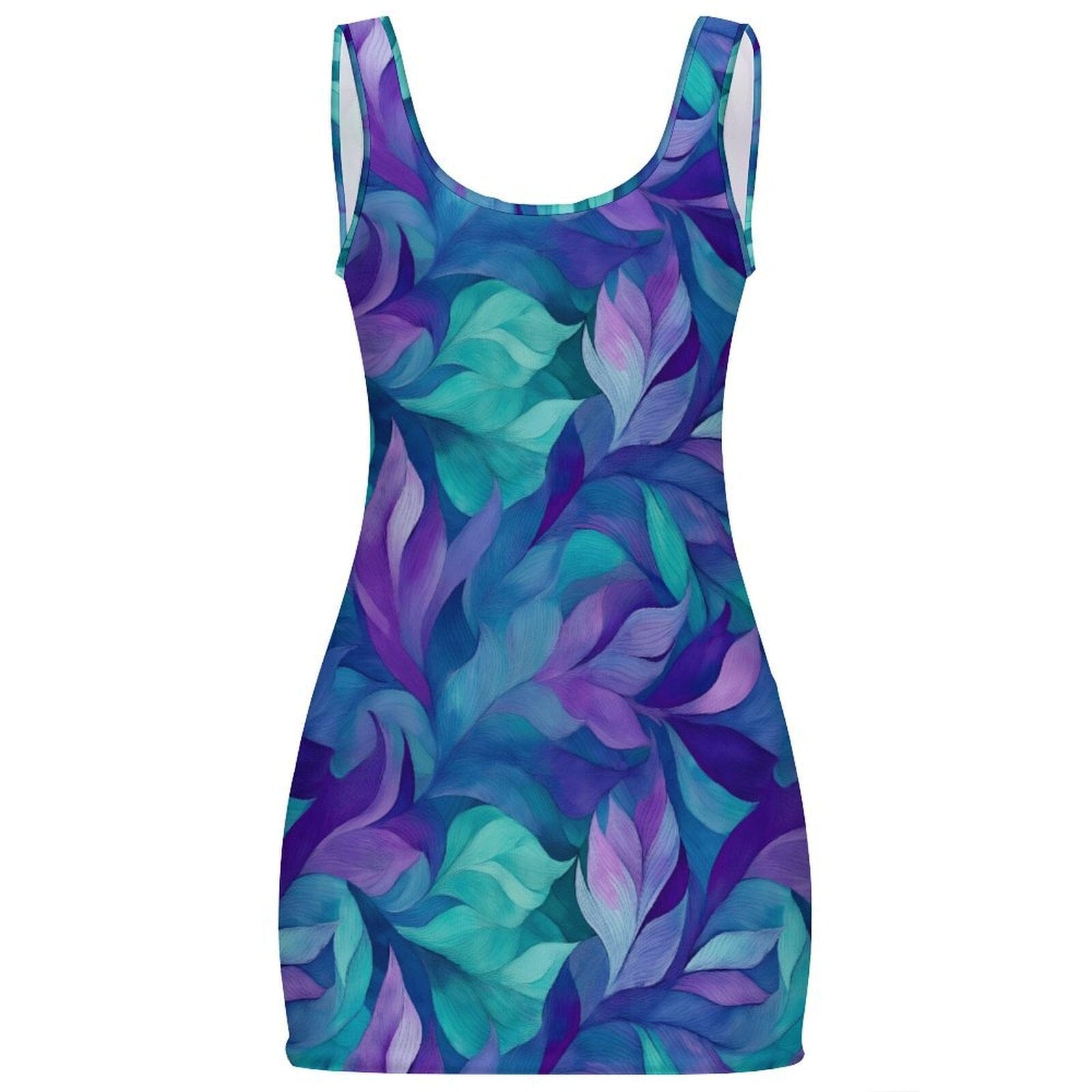 Gym Gal Premium Bodycon Dress - Botanical Geometric Blue Purple Teal Bodycon Dresses Savvishly Savvique white S 