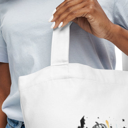 Halloween Art Cotton Tote Bag - Jack O'Lanterns & Rainbow Splash Design Halloween Accessories Savvishly Savvique 