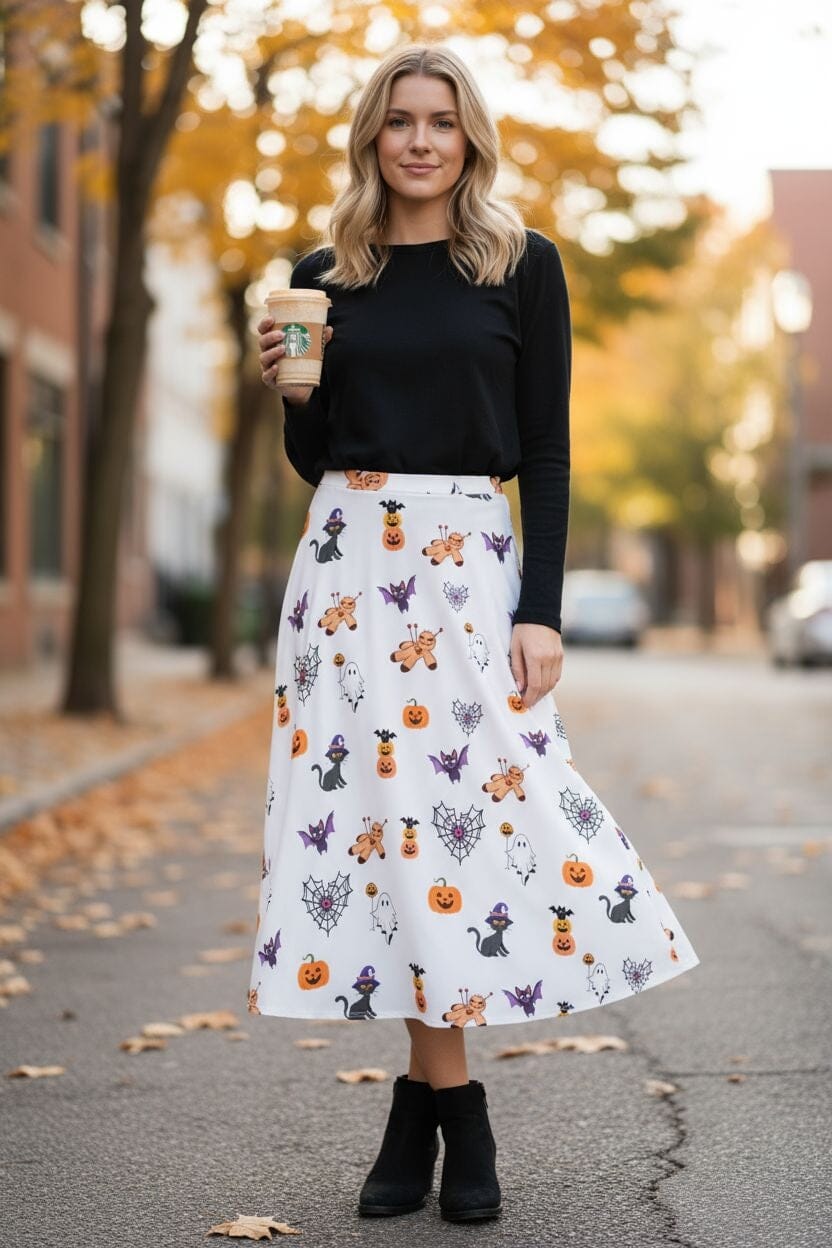 Halloween High-Waisted Fishtail Skirt - Cheeky Collage Design skirts Savvishly Savvique 
