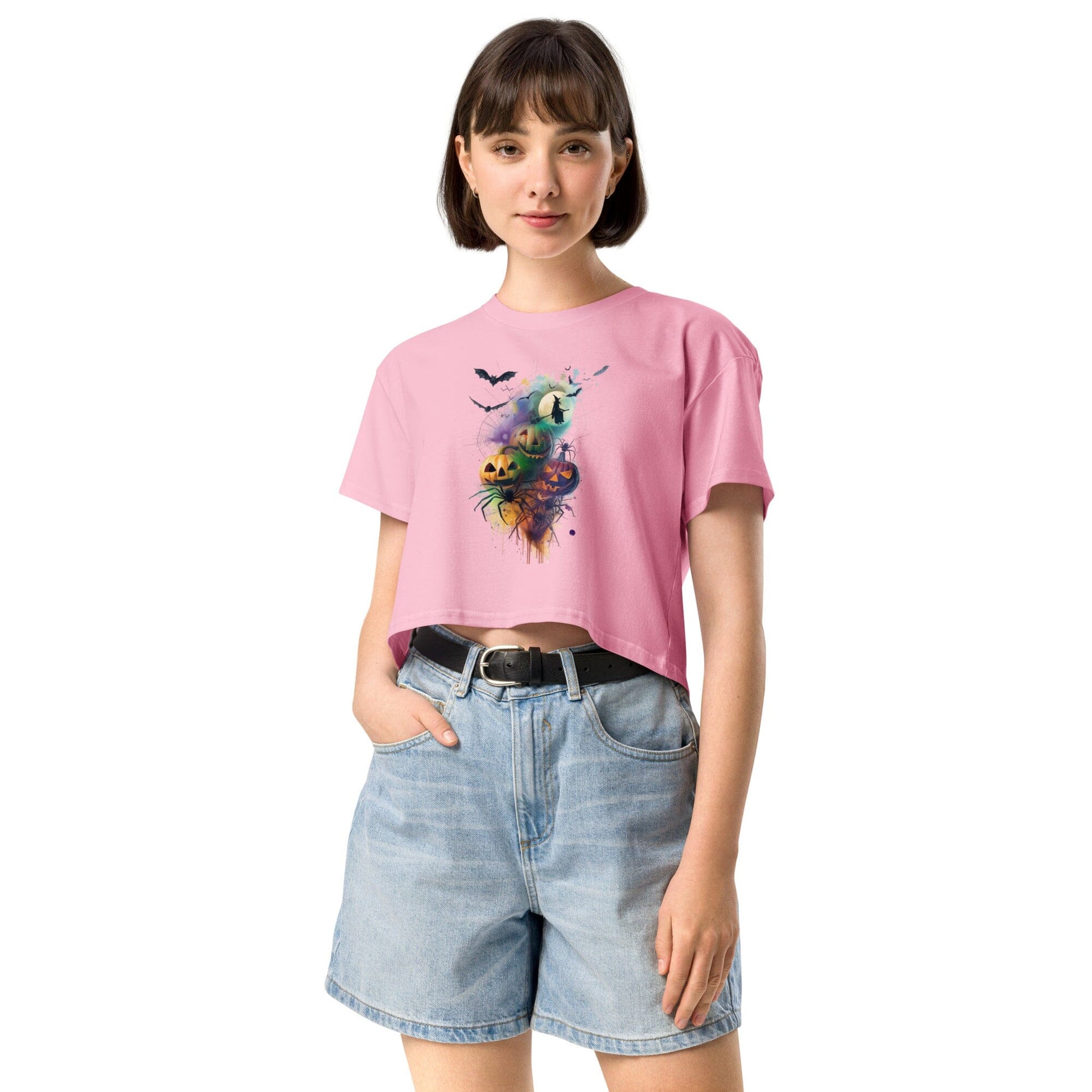 Halloween Mash Together Women's Crop Top - Vibrant Spooky Design Crop Tops Savvishly Savvique 