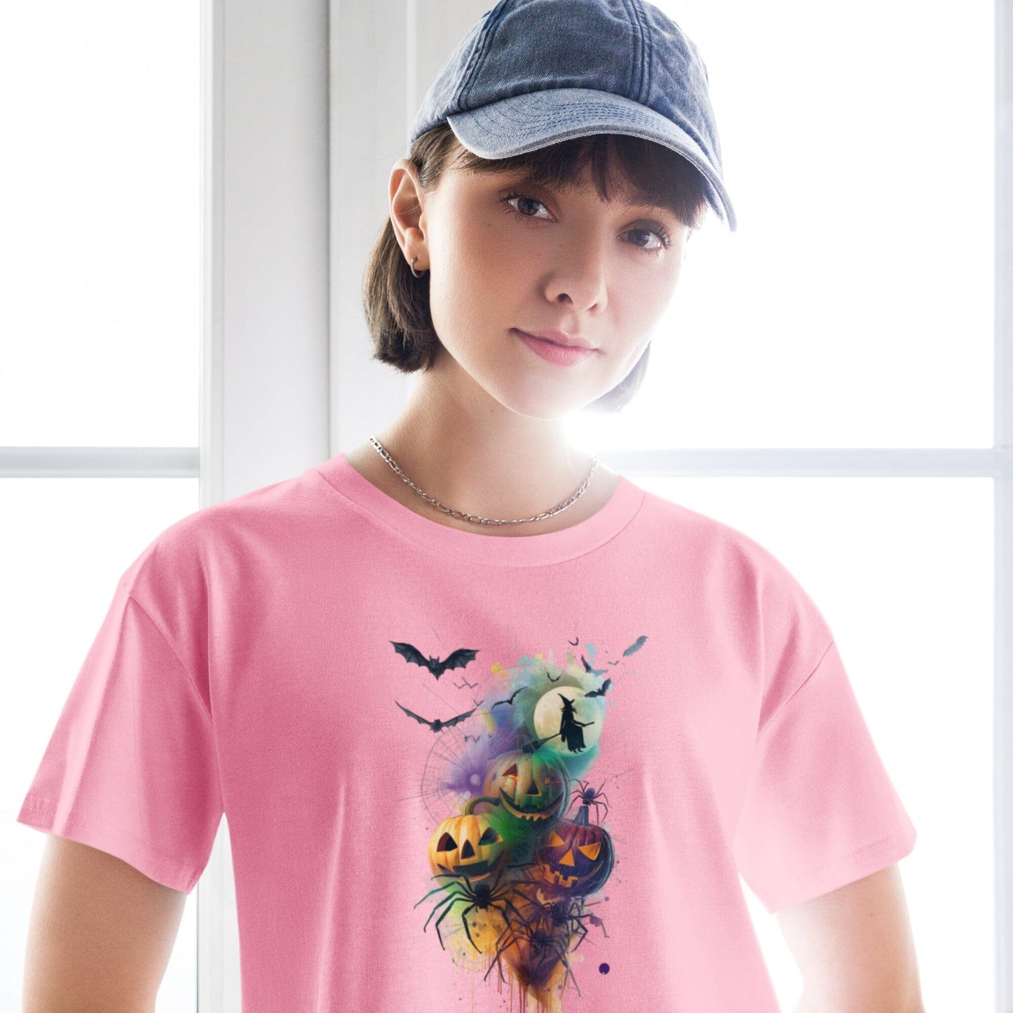 Halloween Mash Together Women's Crop Top - Vibrant Spooky Design Crop Tops Savvishly Savvique Bubblegum XS 