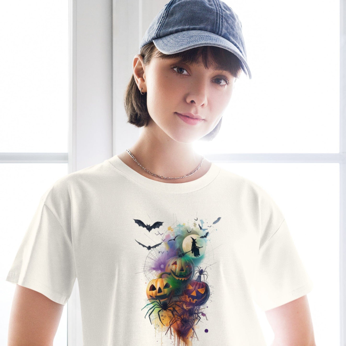 Halloween Mash Together Women's Crop Top - Vibrant Spooky Design Crop Tops Savvishly Savvique Ecru XS 