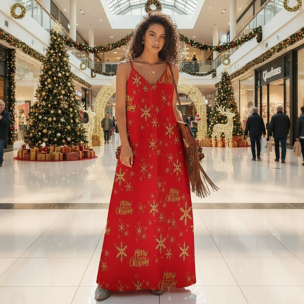 Long dress Spaghetti Strap Ankle-Length Dress Artsadd 