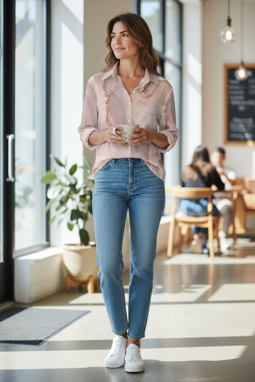 Lush Rosé Long Sleeve Blouse - Chic Polyester Top Tops & Blouses Savvishly Savvique 