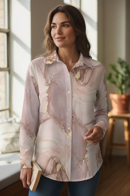 Lush Rosé Long Sleeve Blouse - Chic Polyester Top Tops & Blouses Savvishly Savvique 