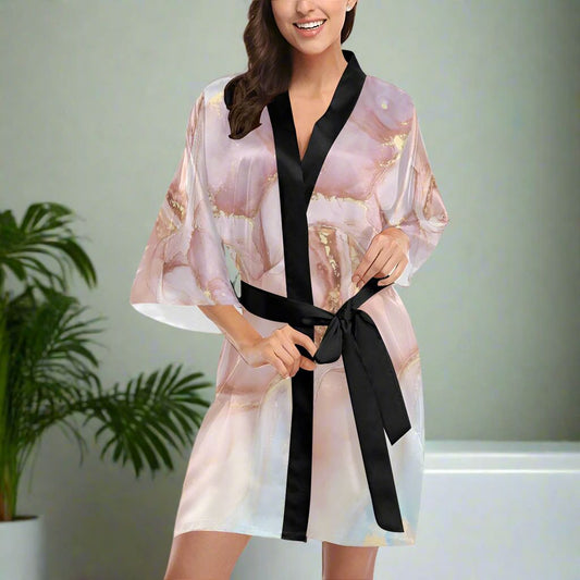 Lush Rosé Luxurious Kimono Robe - Elegant Comfort & Style Robes & Loungewear Savvishly Savvique 