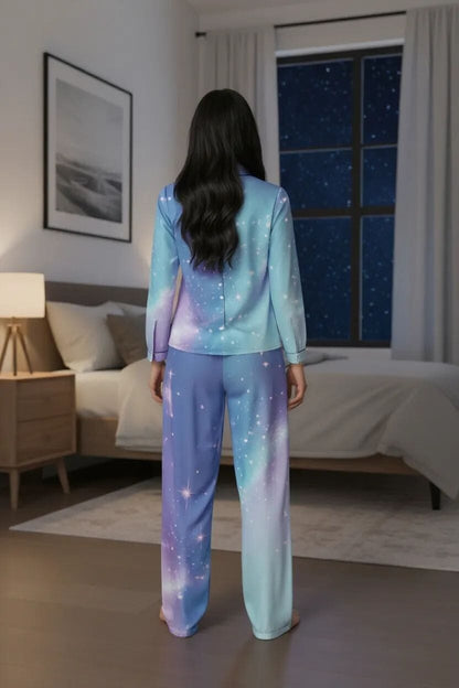 Luxurious Blue Silk Pajama Set - Coordinated Sleepwear Collection Sleepwear Sets Savvishly Savvique 