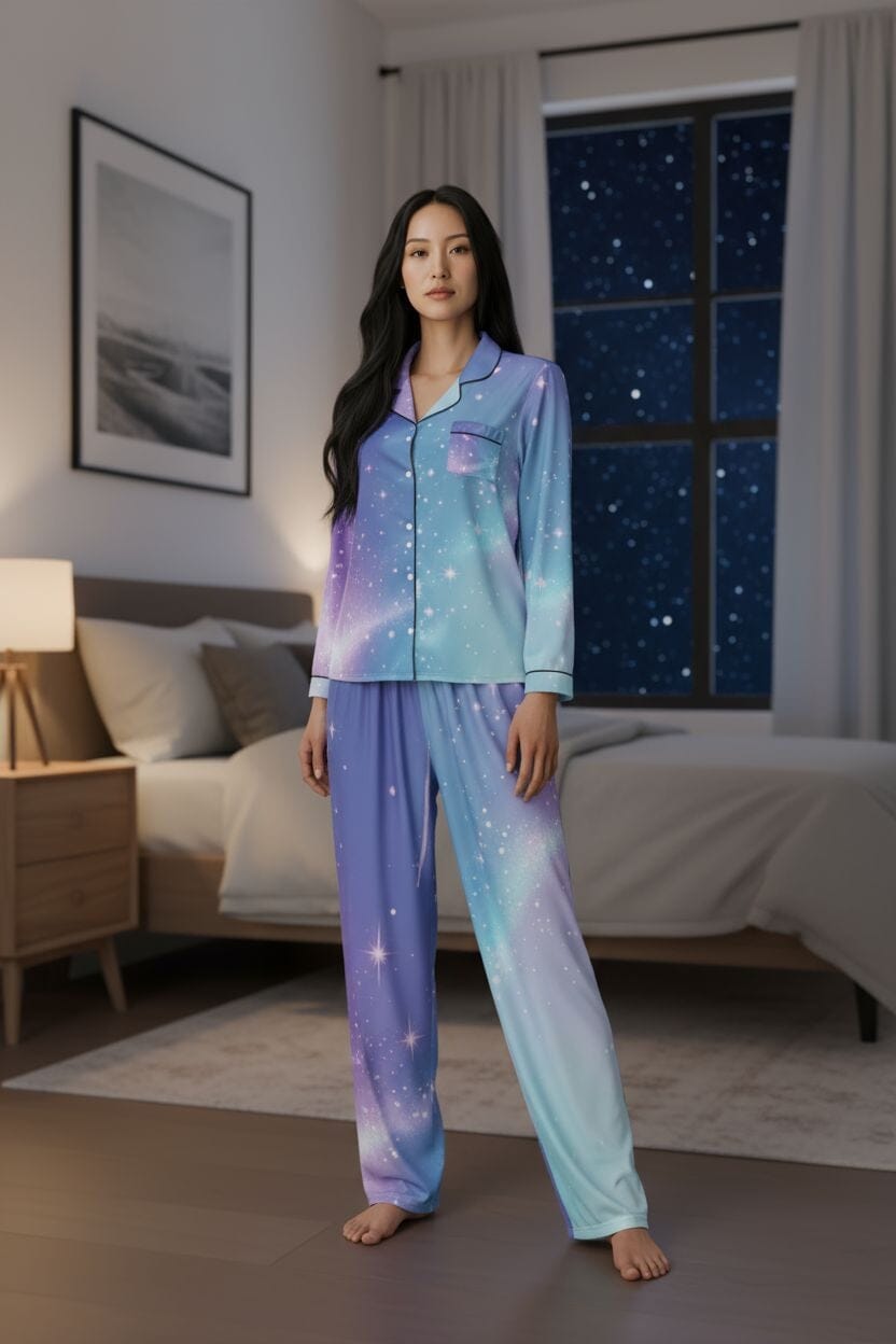Luxurious Blue Silk Pajama Set - Coordinated Sleepwear Collection Sleepwear Sets Savvishly Savvique XS XS 
