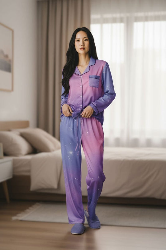 Luxurious Purple Pajama Set - Royal Comfort Collection Sleepwear Sets Savvishly Savvique Black XS XS