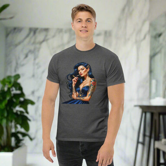 Men's Classic Cotton Tee - Customer-Approved Comfort Clothing Savvishly Savvique Dark Heather S 