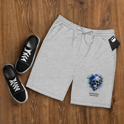 Men's Fleece Shorts with Skull Detail - Edgy Comfort Style Men's Shorts Savvishly Savvique 