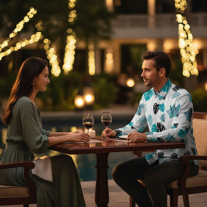 Men's Tropical Lux Long Sleeve Button-Up Shirt - Premium Casual Wear Shirts Savvishly Savvique 