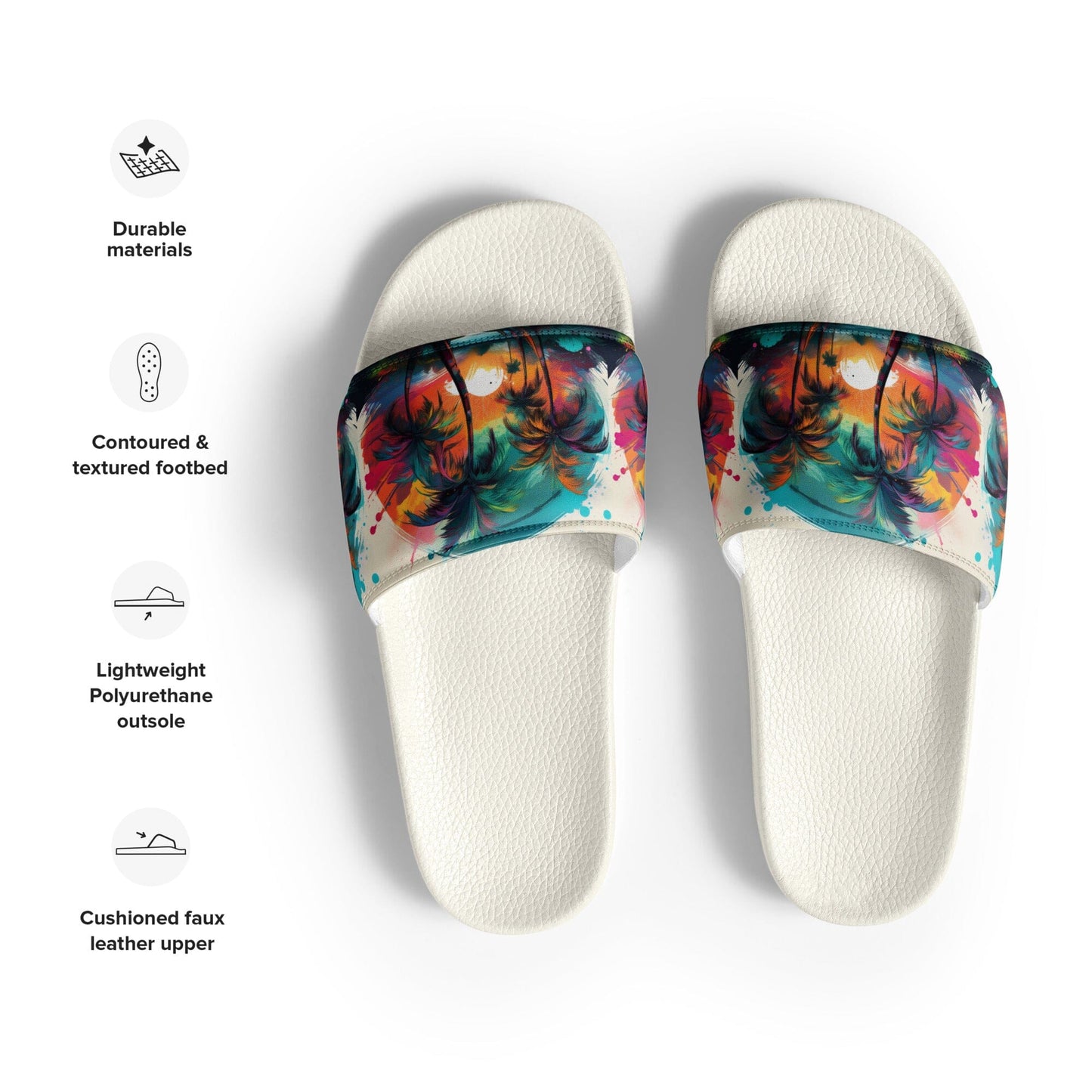 Palm Tree Beach Slides - Handmade Tropical Design Footwear Savvishly Savvique 