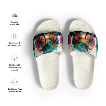 Palm Tree Beach Slides - Handmade Tropical Design Footwear Savvishly Savvique 