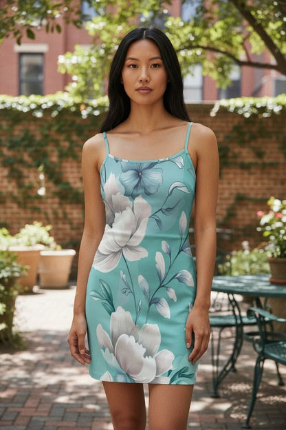 Soft Earthy Pastel Green Serene Cami Dress - Mini Length Dresses Savvishly Savvique 