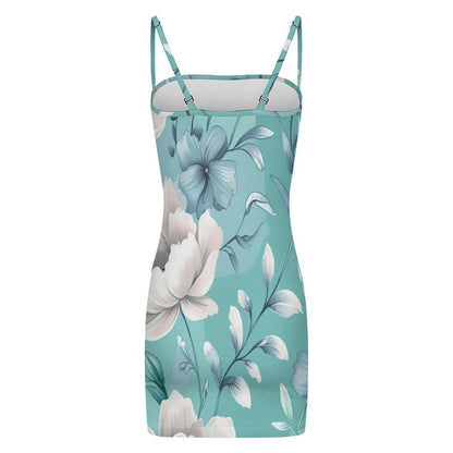 Soft Earthy Pastel Green Serene Cami Dress - Mini Length Dresses Savvishly Savvique 