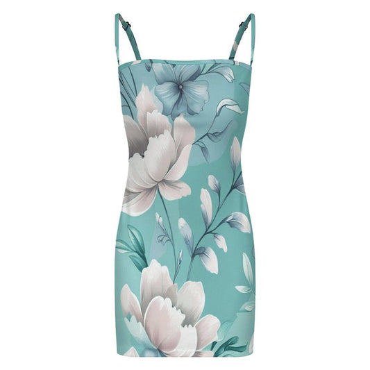Soft Earthy Pastel Green Serene Cami Dress - Mini Length Dresses Savvishly Savvique 