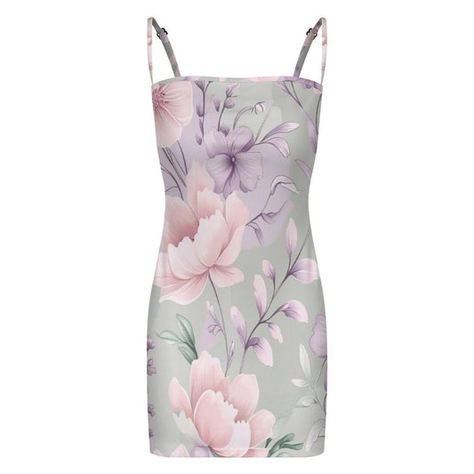Soft Petal Bloom Elegant Floral Cami Dress - Mini Length Dresses Savvishly Savvique 