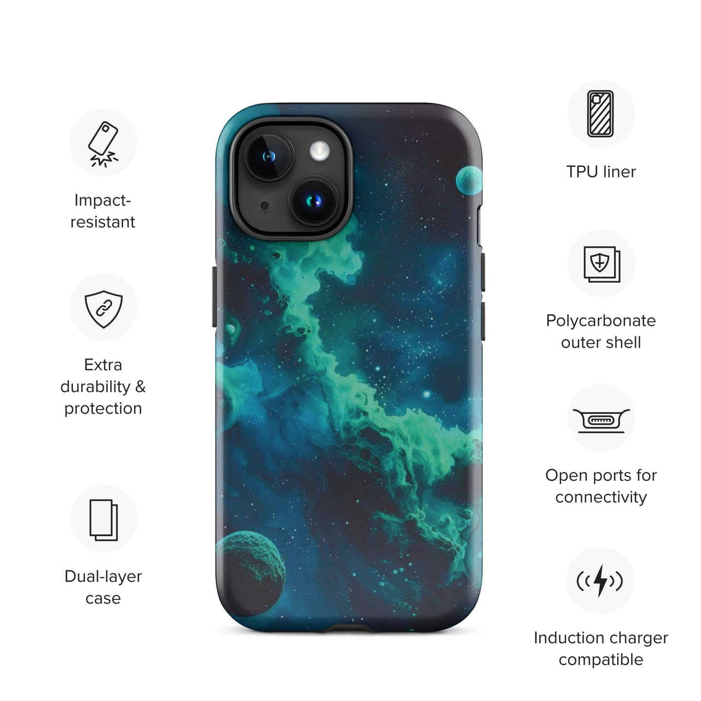 Space Galaxy iPhone Case - Stars Moon Planets Design Phone Accessories Savvishly Savvique iPhone 15 