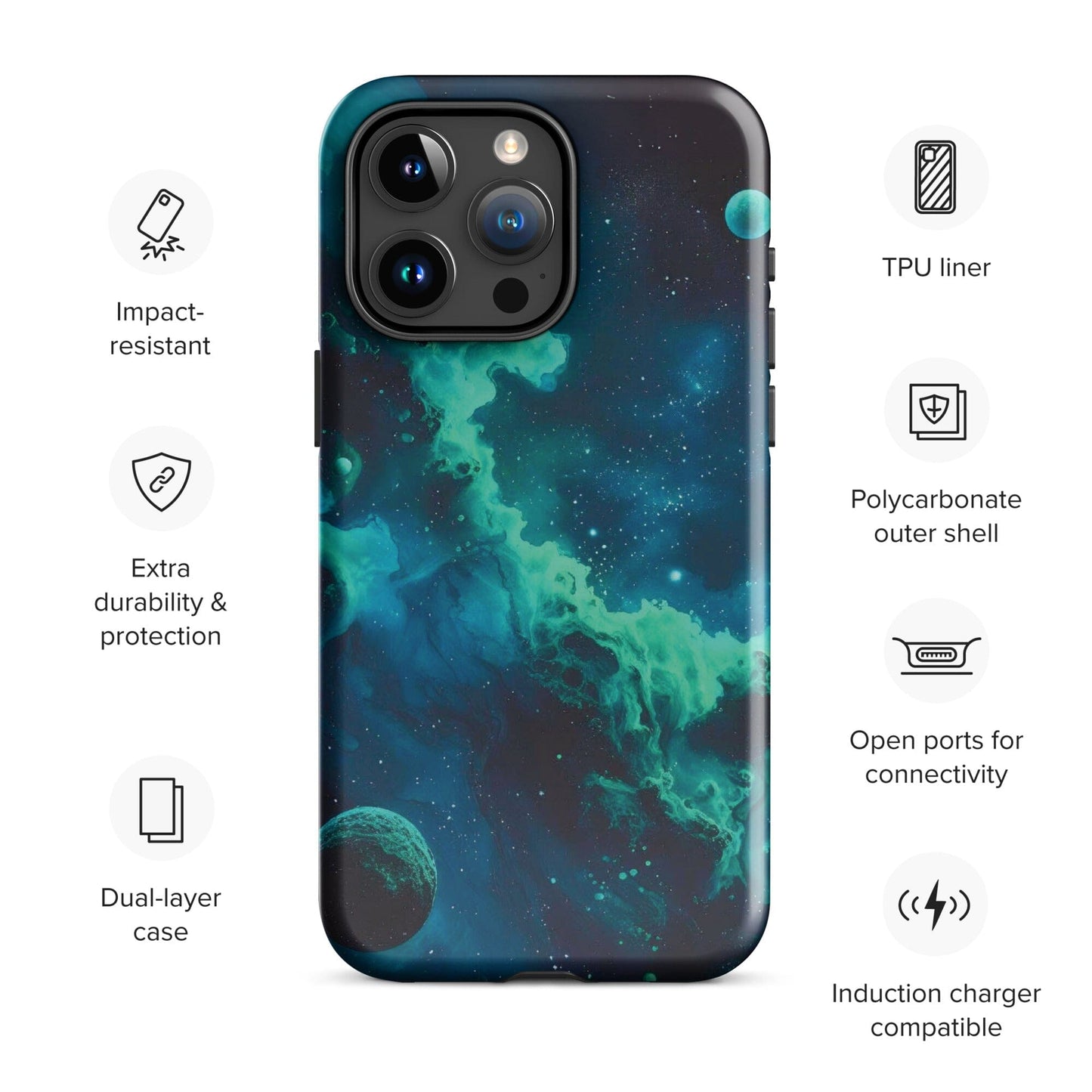 Space Galaxy iPhone Case - Stars Moon Planets Design Phone Accessories Savvishly Savvique iPhone 15 Pro Max 