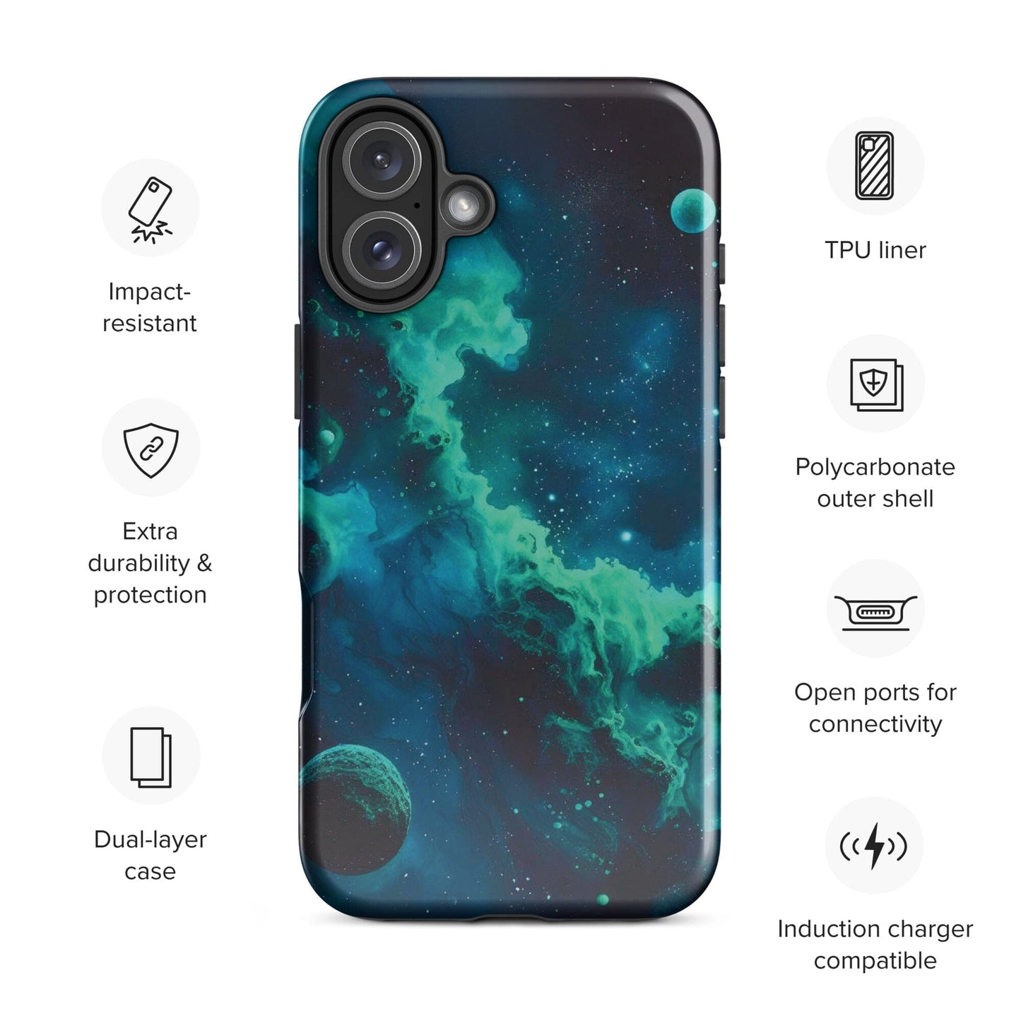 Space Galaxy iPhone Case - Stars Moon Planets Design Phone Accessories Savvishly Savvique iPhone 16 Plus 
