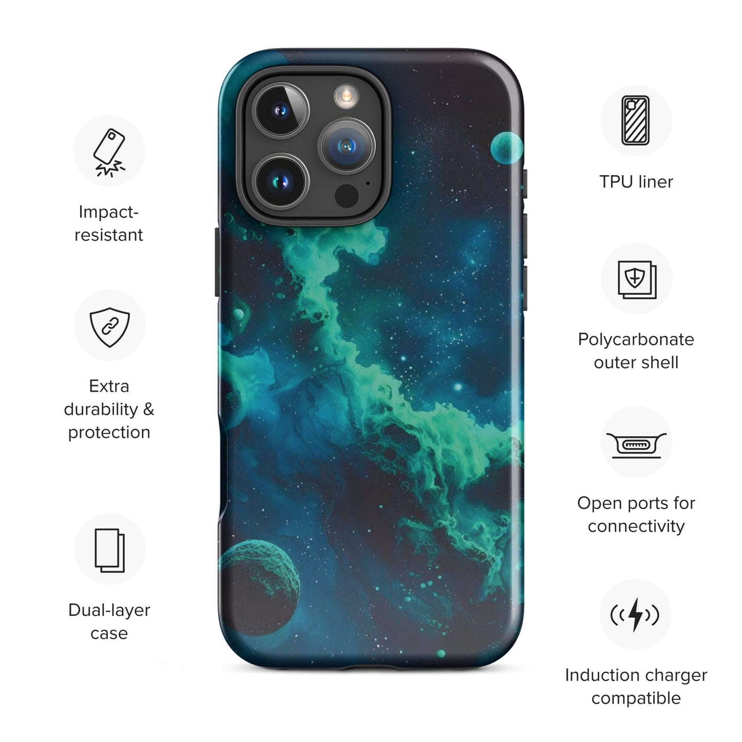 Space Galaxy iPhone Case - Stars Moon Planets Design Phone Accessories Savvishly Savvique iPhone 16 Pro Max 