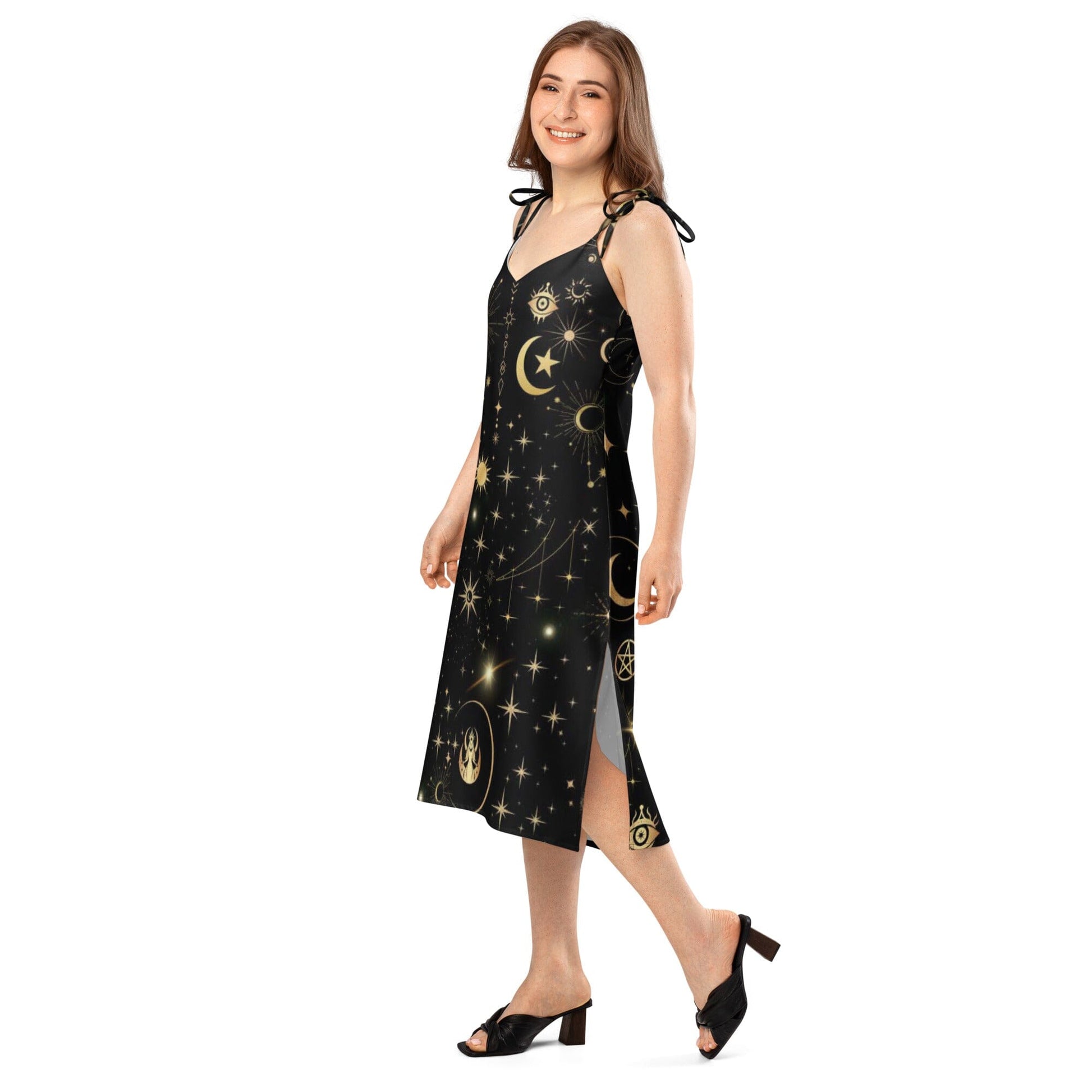 Starry Nights Slip Dress - Gothic Celestial Midi Dress Women's Dresses Savvishly Savvique 
